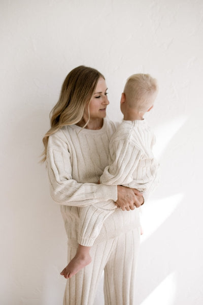 Children’s Wide Ribbed Knit Sweater ‘Oatmeal’