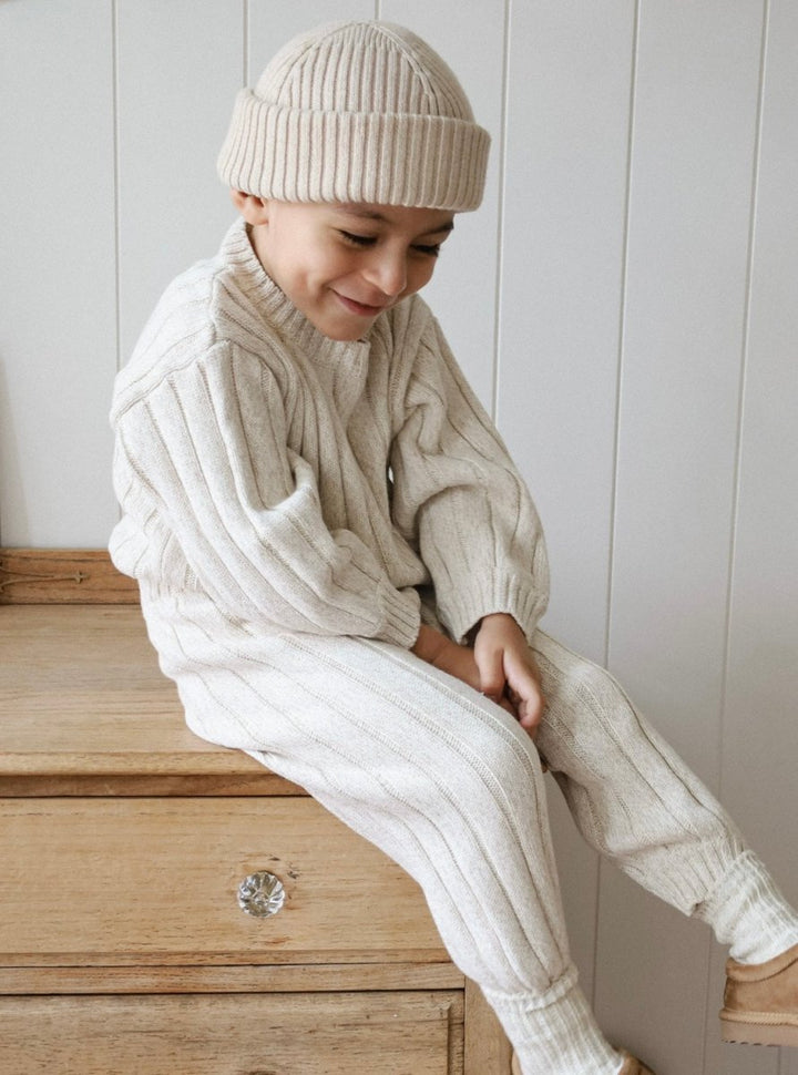 Children’s Wide Ribbed Knit Sweater ‘Oatmeal’