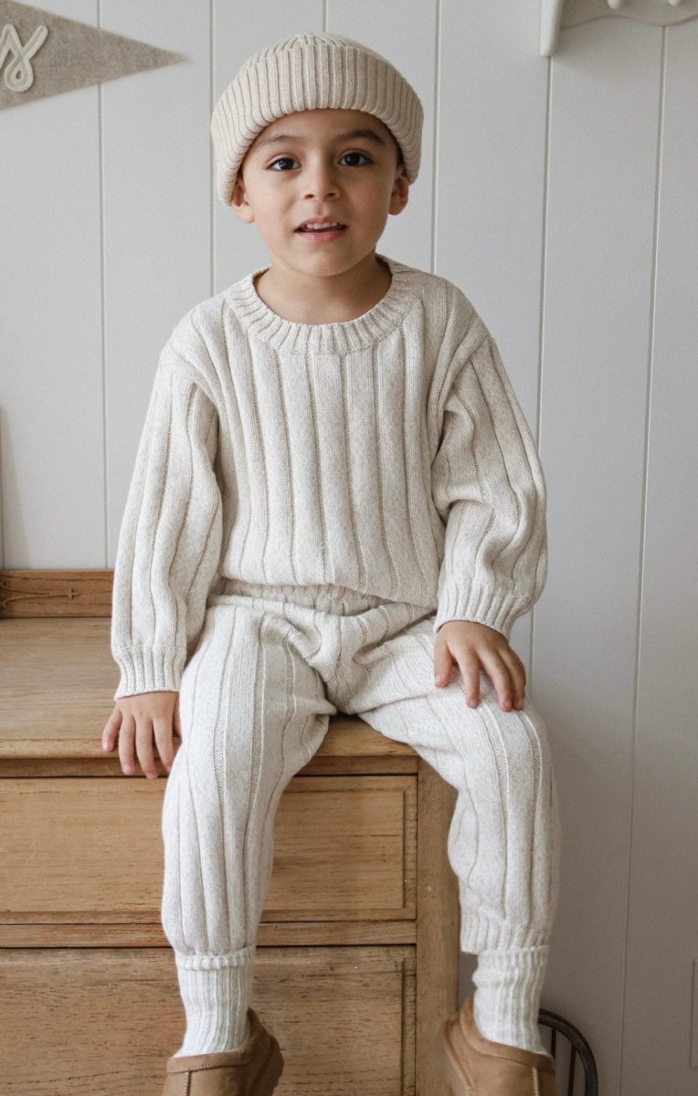 Children’s Wide Ribbed Knit Sweater ‘Oatmeal’