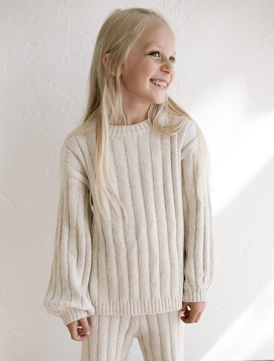 Children’s Wide Ribbed Knit Sweater ‘Oatmeal’