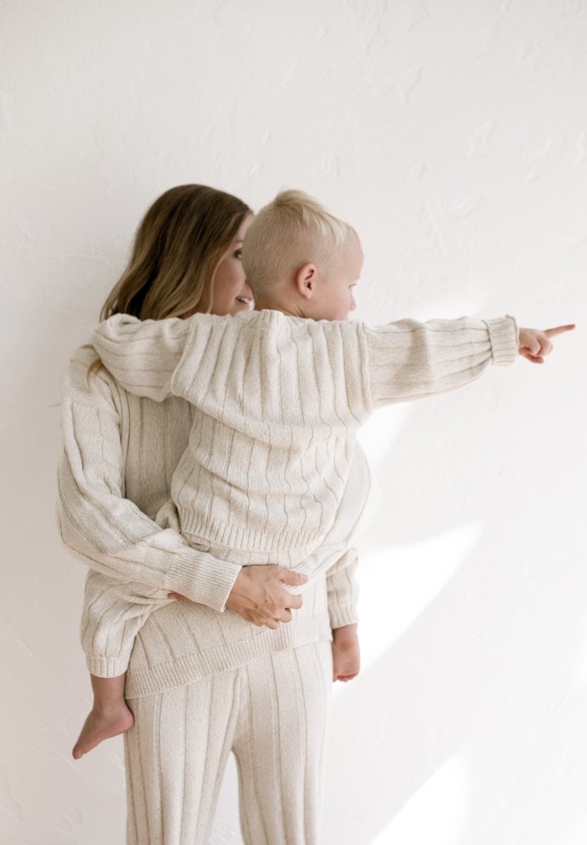 Children’s Wide Ribbed Knit Sweater ‘Oatmeal’