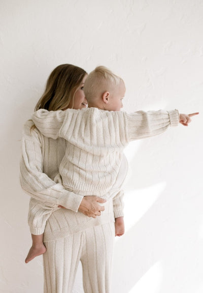 Children’s Wide Ribbed Knit Sweater ‘Oatmeal’