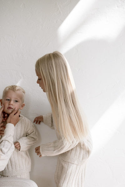 Children’s Wide Ribbed Knit Sweater ‘Oatmeal’