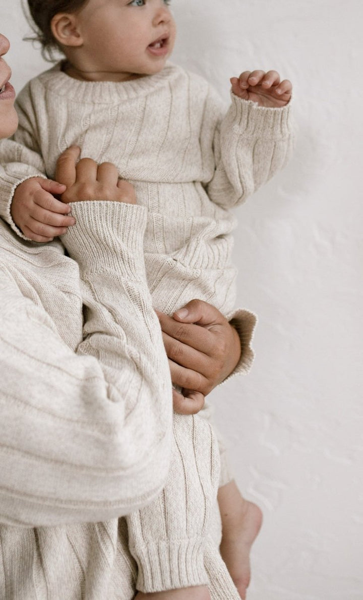 Children’s Wide Ribbed Knit Sweater ‘Oatmeal’
