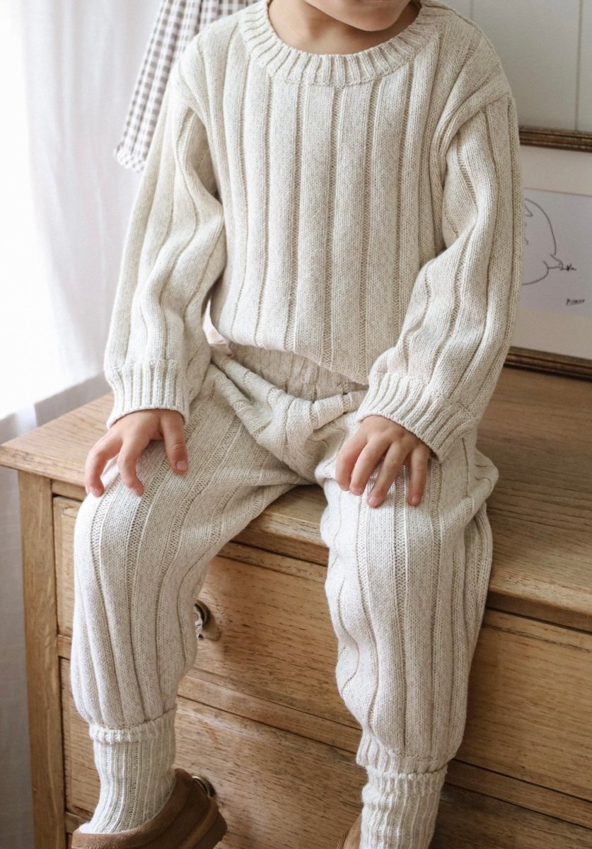 Children’s Wide Ribbed Knit Sweater ‘Oatmeal’