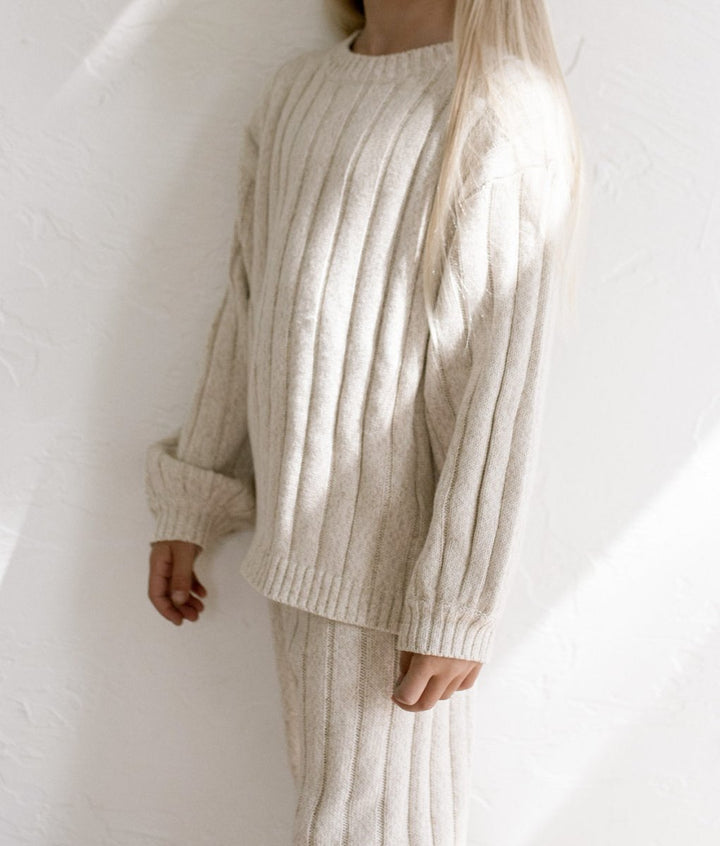 Children’s Wide Ribbed Knit Sweater ‘Oatmeal’
