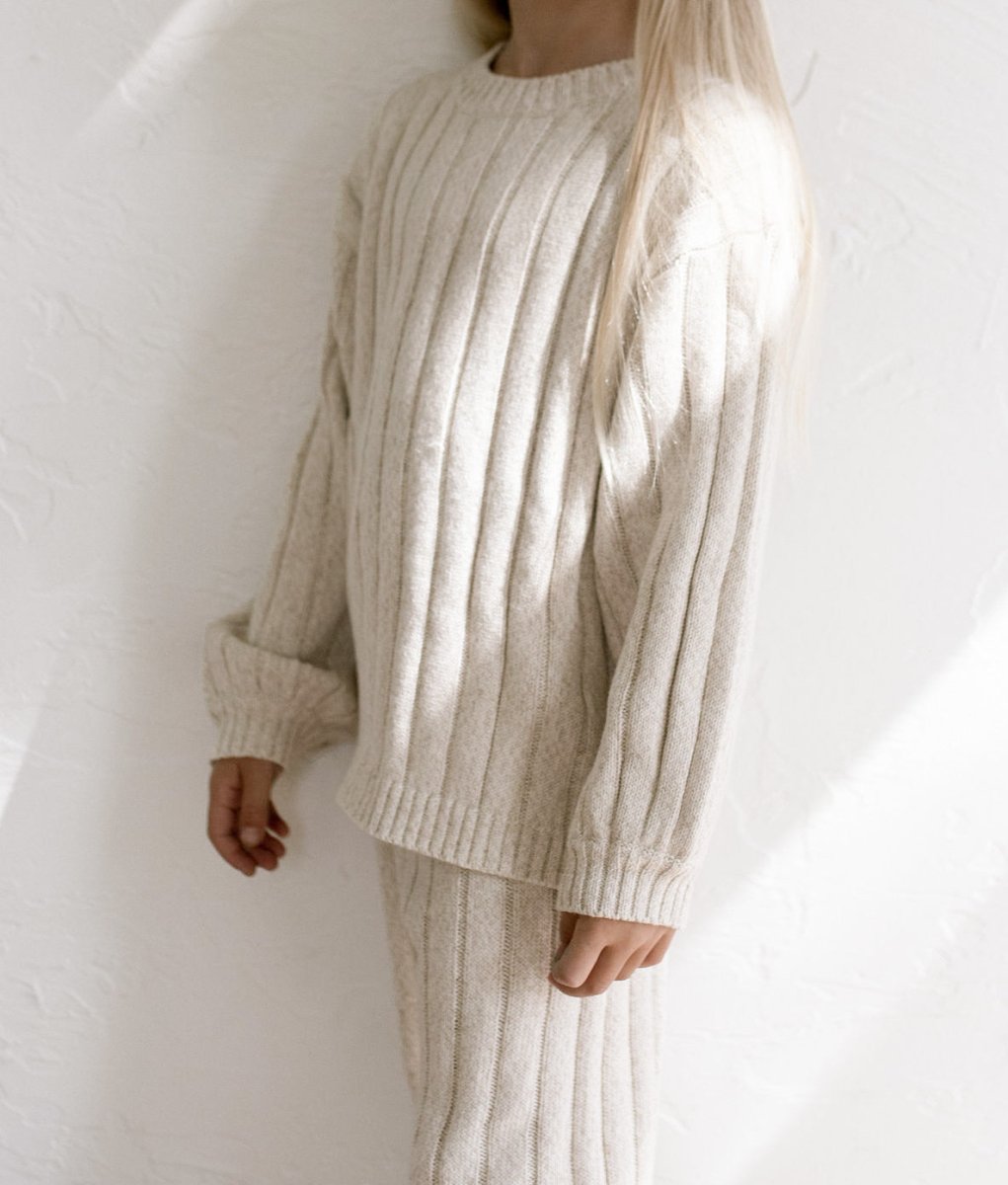 Children’s Wide Ribbed Knit Sweater ‘Oatmeal’