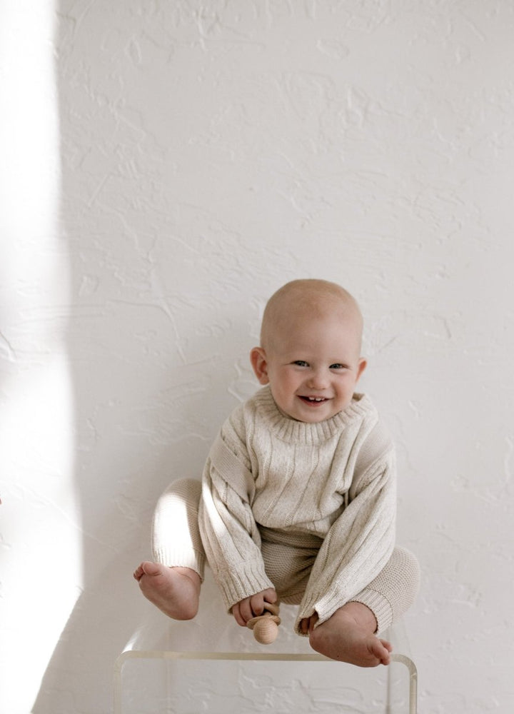 Children’s Wide Ribbed Knit Sweater ‘Oatmeal’