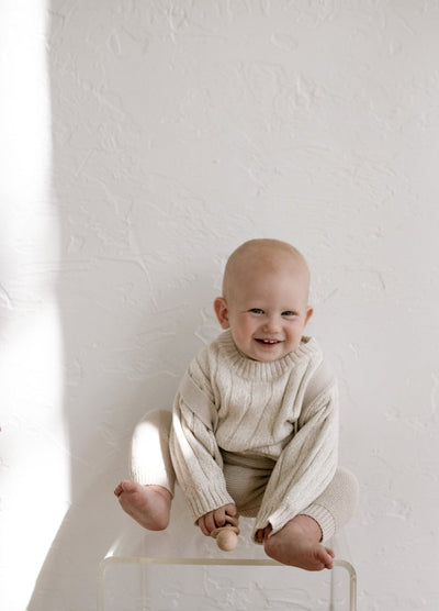 Children’s Wide Ribbed Knit Sweater ‘Oatmeal’