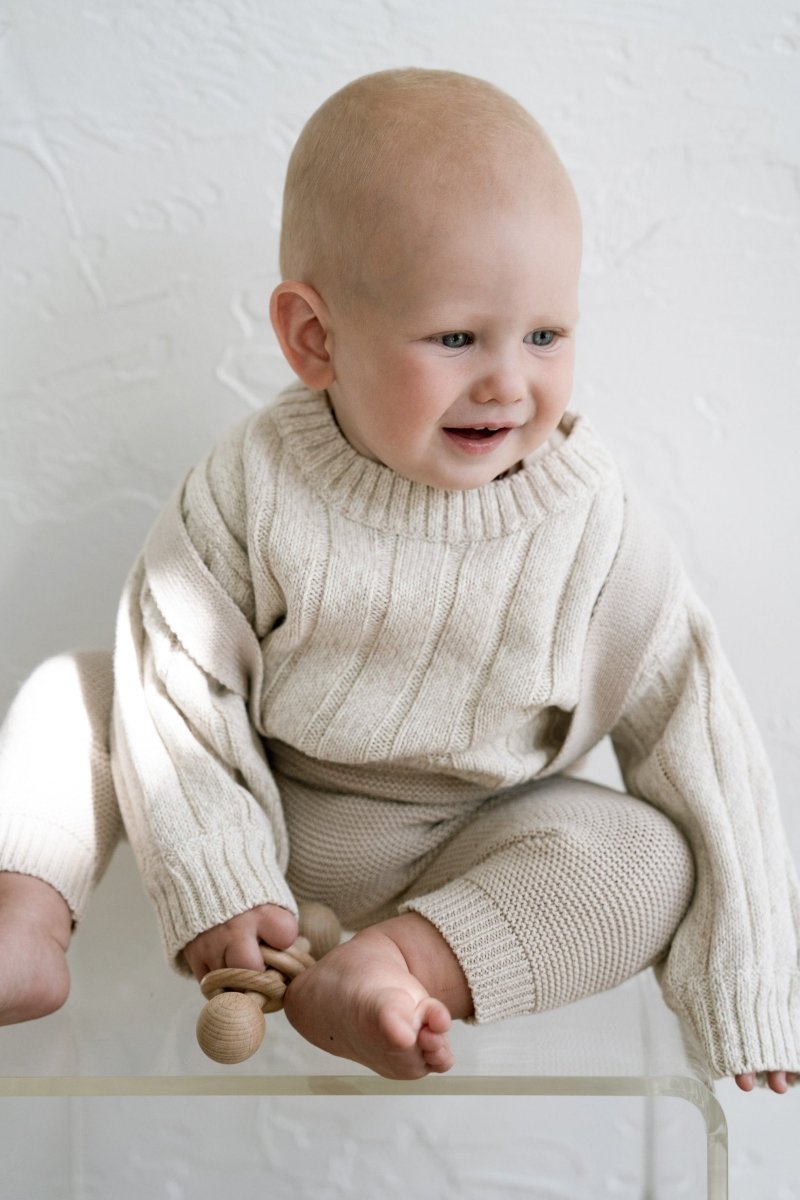 Children’s Wide Ribbed Knit Sweater ‘Oatmeal’