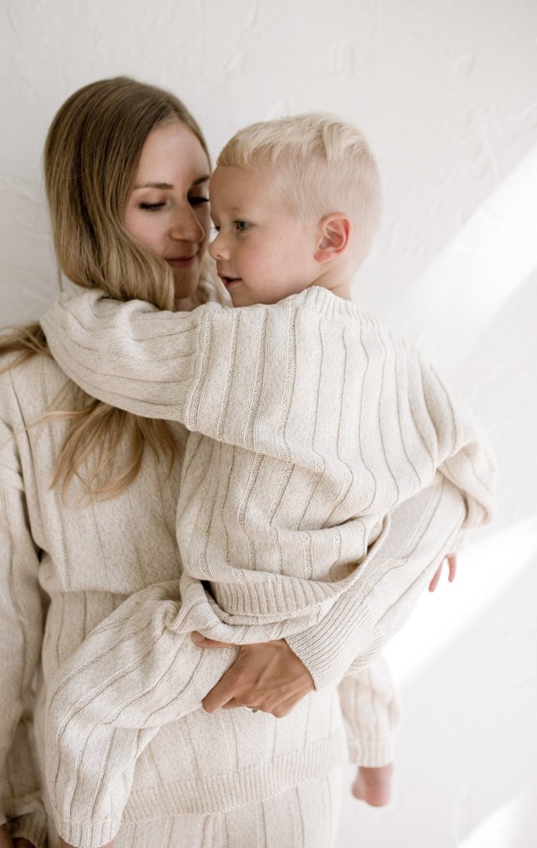 Children’s Wide Ribbed Knit Sweater ‘Oatmeal’