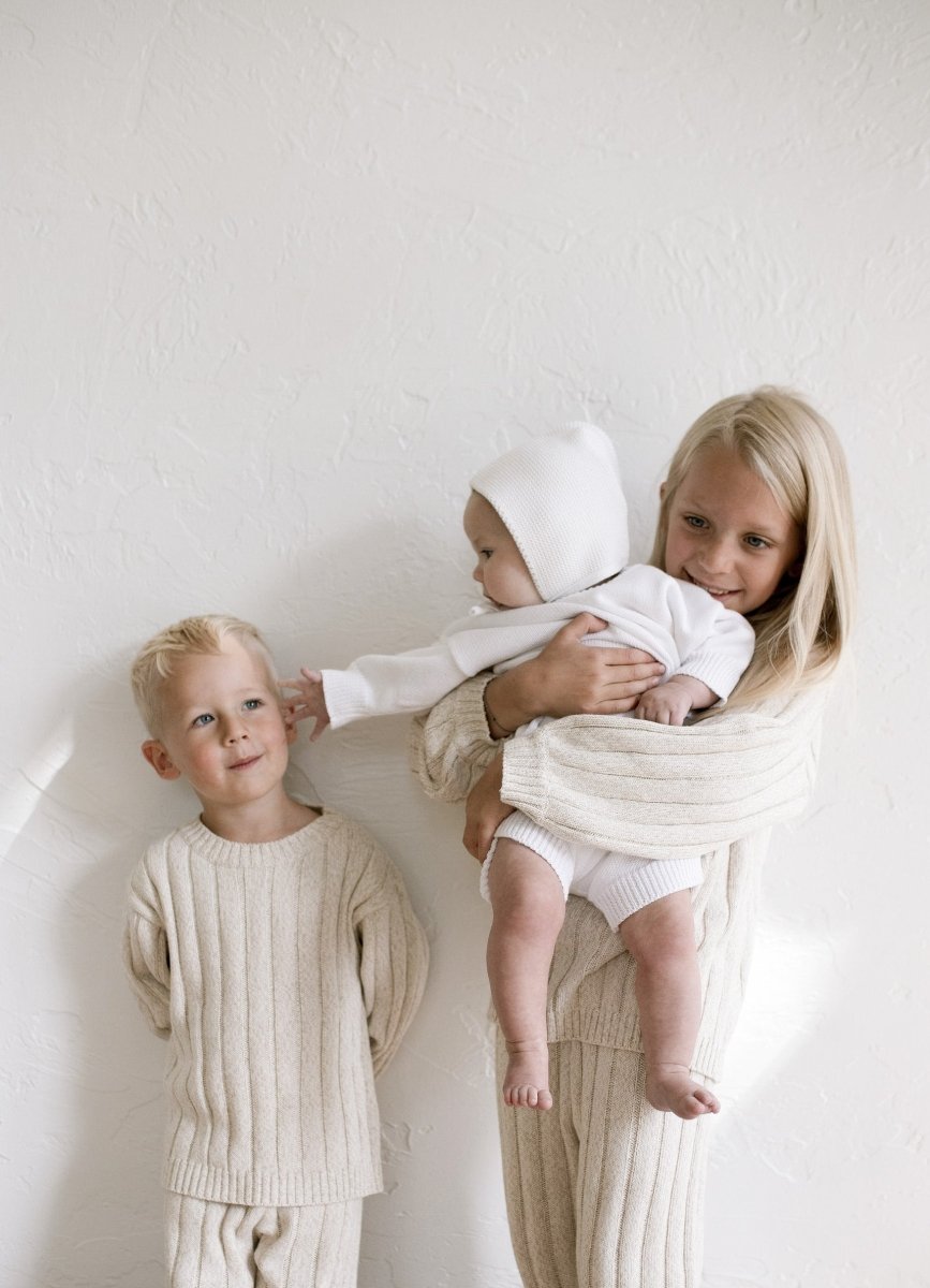 Children’s Wide Ribbed Knit Sweater ‘Oatmeal’