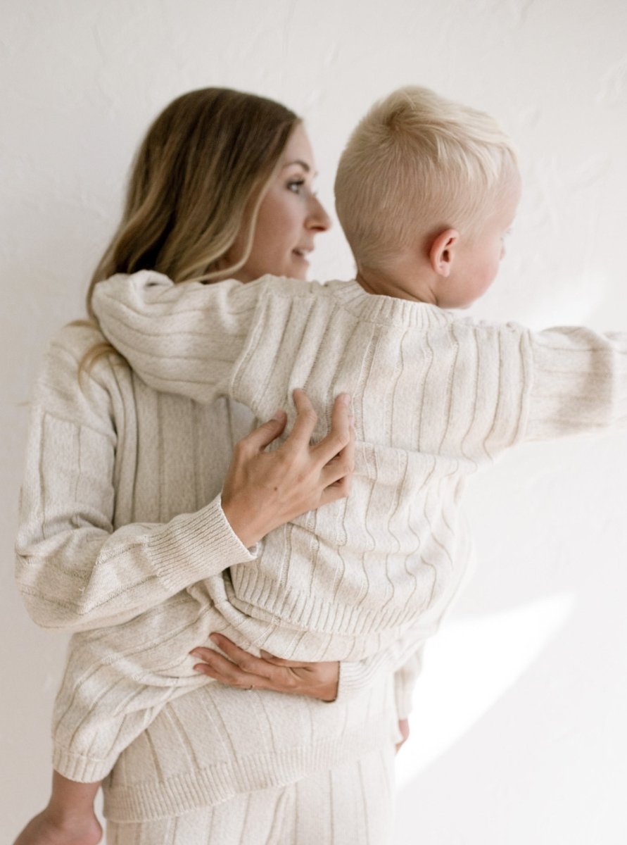 Children’s Wide Ribbed Knit Sweater ‘Oatmeal’