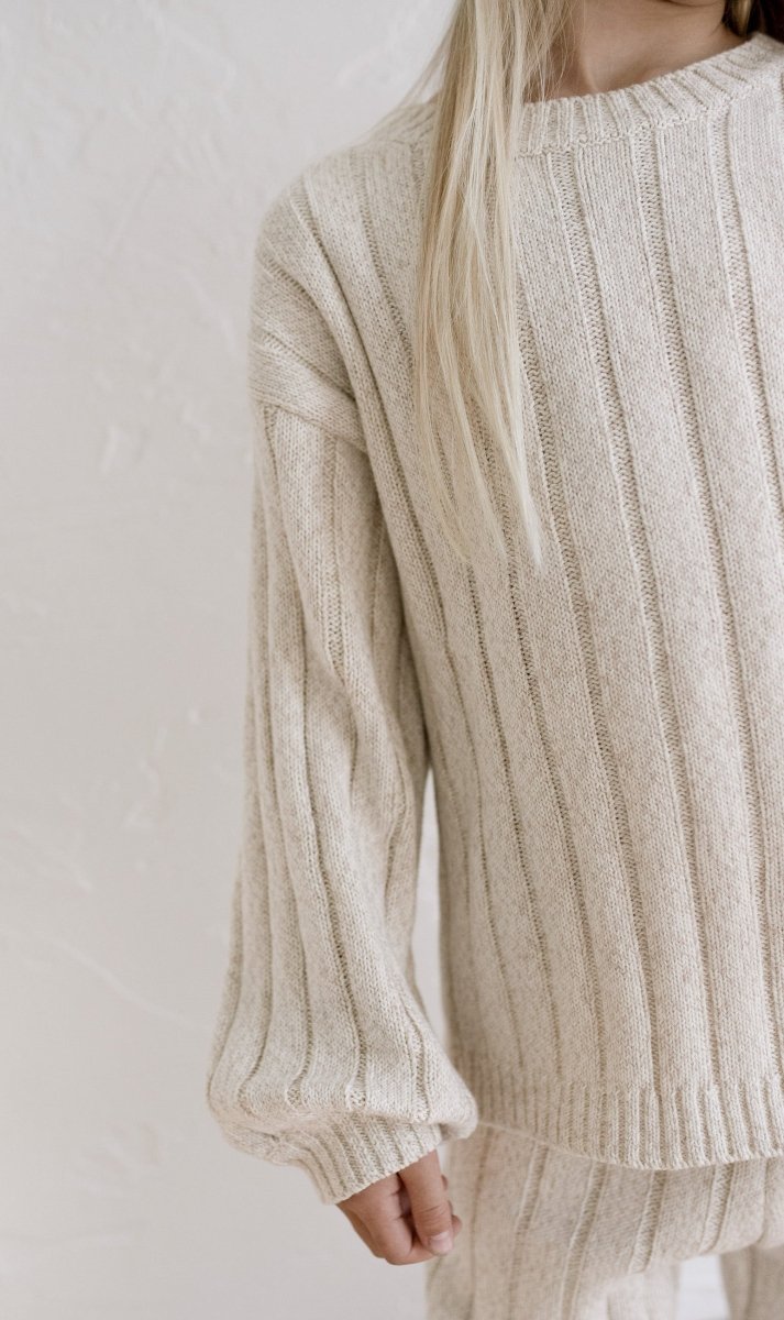 Children’s Wide Ribbed Knit Sweater ‘Oatmeal’