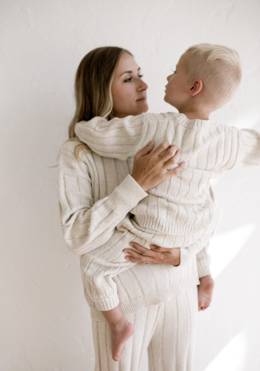 Children’s Wide Ribbed Knit Sweater ‘Oatmeal’