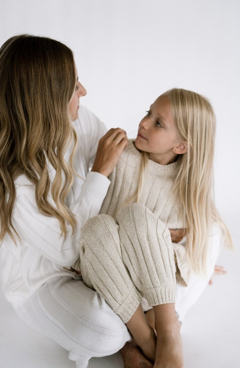Children’s Wide Ribbed Knit Sweater ‘Oatmeal’