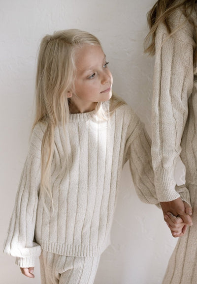 Children’s Wide Ribbed Knit Sweater ‘Oatmeal’