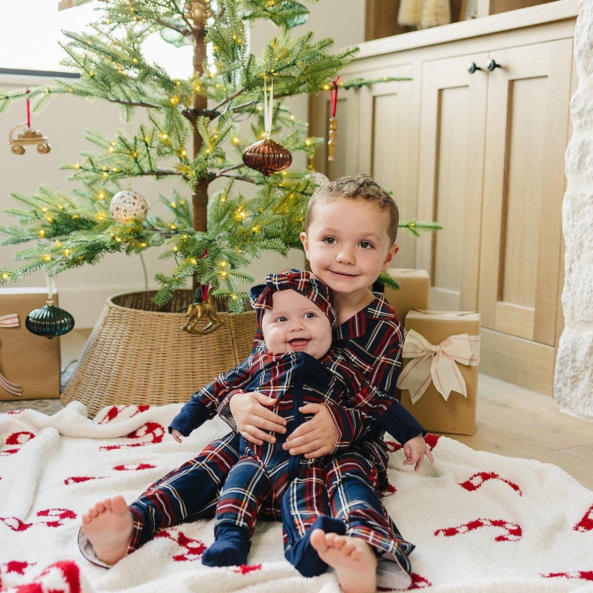 Christmas Plaid Bamboo Zipper