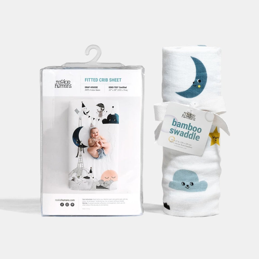 Crib sheet and Swaddle bundle - Moon&