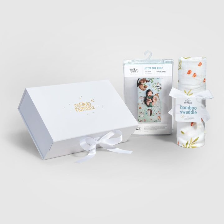 Crib Sheet &amp; Swaddle Baby Gift Set - Enchanted Forest