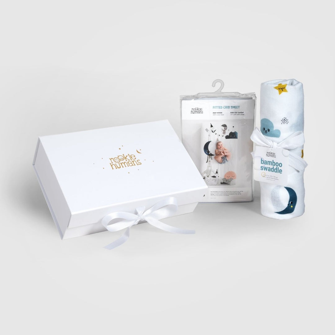 Crib Sheet &amp; Swaddle Baby Gift Set - Moon&