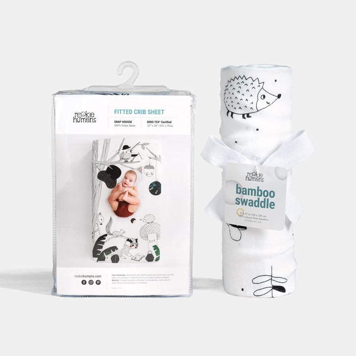 Crib Sheet &amp; Swaddle Baby Gift Set - Woodland Dreams