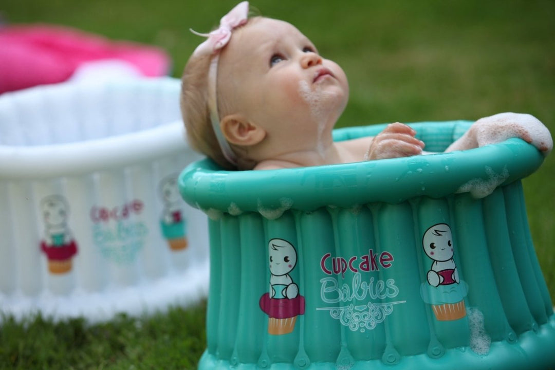 Cupcake Babies Small Bath Turquoise &amp; travel pouch &amp; inflator (birth up to 1 year)