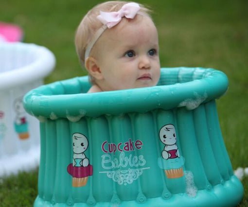Cupcake Babies Small Bath Turquoise &amp; travel pouch &amp; inflator (birth up to 1 year)