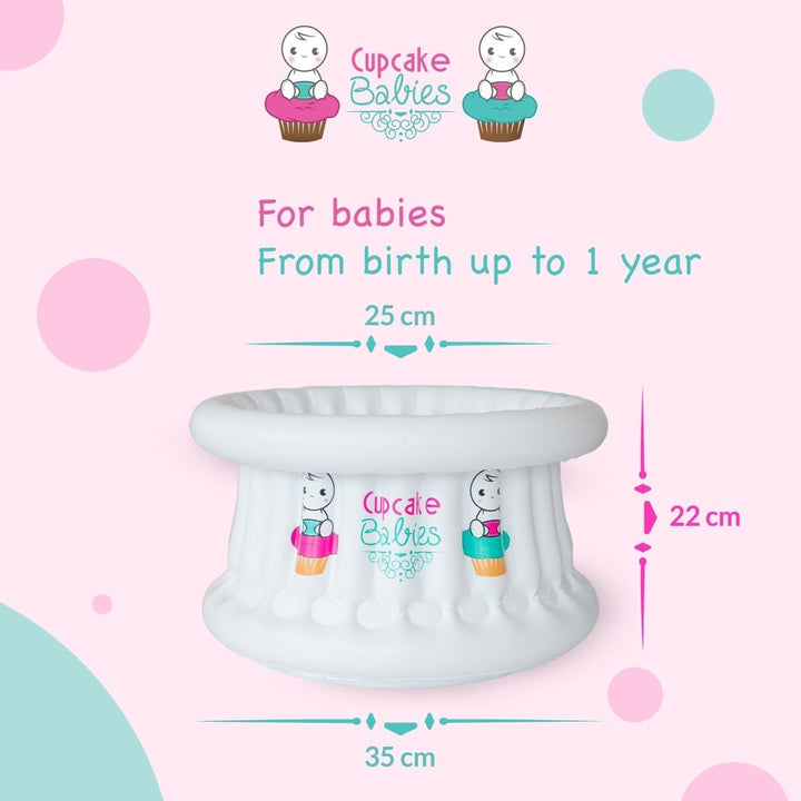 Cupcake Babies Small Bath White &amp; travel pouch &amp; inflator (suitable from birth up to 1 year)