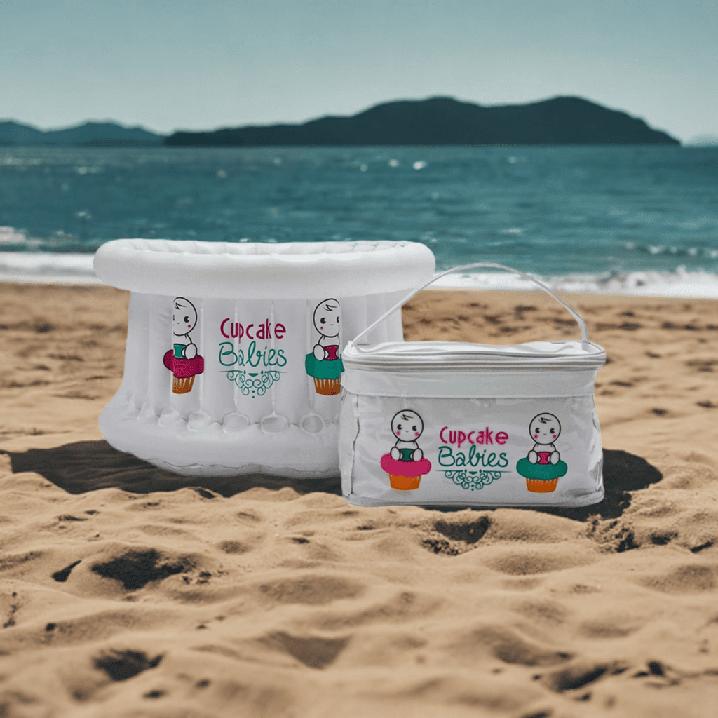 Cupcake Babies Small Bath White &amp; travel pouch &amp; inflator (suitable from birth up to 1 year)