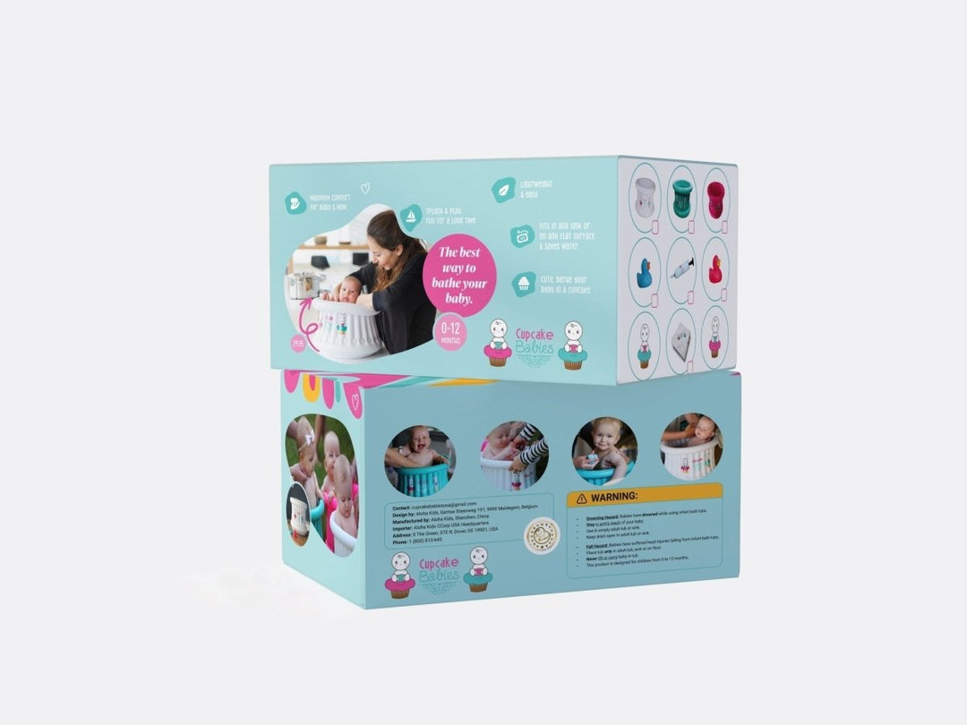 Cupcake Babies Small Bath White &amp; travel pouch &amp; inflator (suitable from birth up to 1 year)