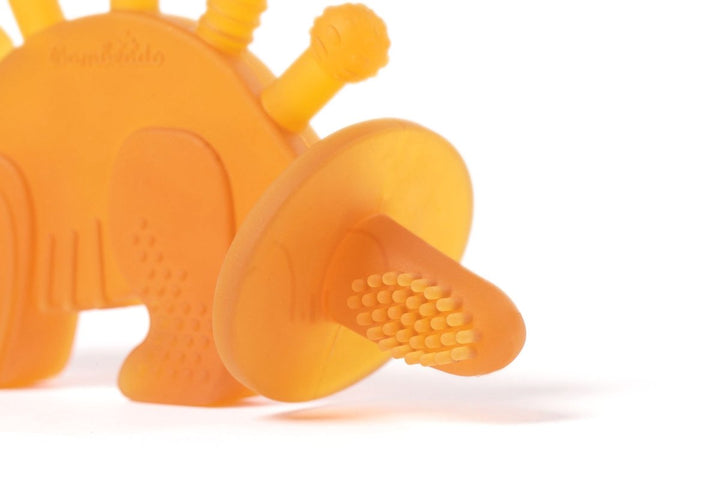 Dibly Amber - Baltic Amber &amp; Natural Rubber Dinosaur Teether with Toothbrush Tail