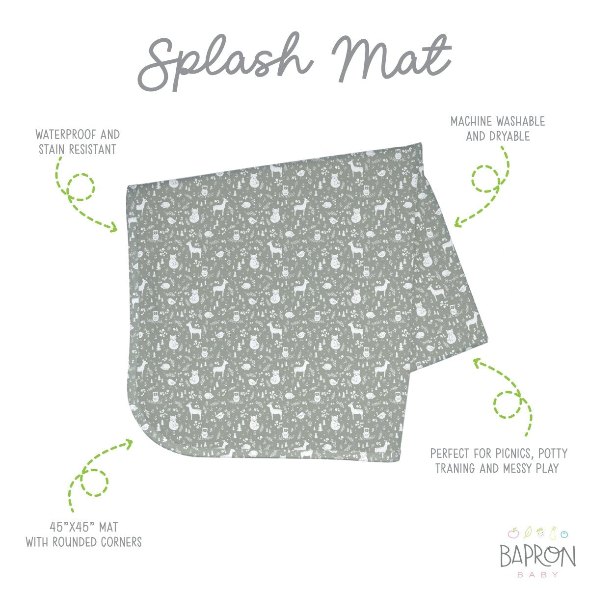 Forest Friends Splash Mat - A Waterproof Catch-All for Highchair Spills and More!