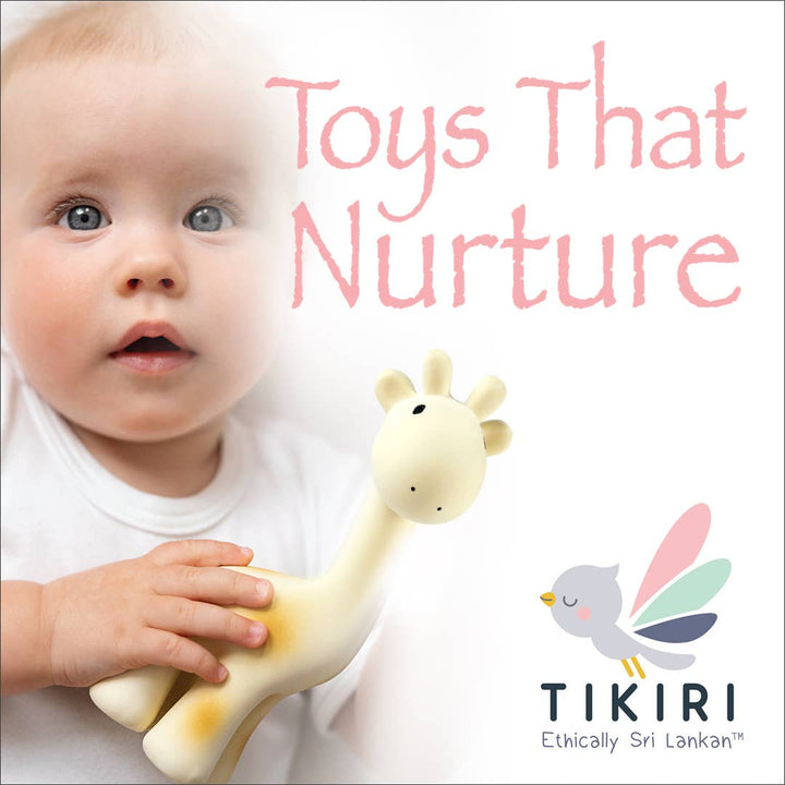 Giraffe Natural Organic Rubber Teether, Rattle &amp; Bath Toy
