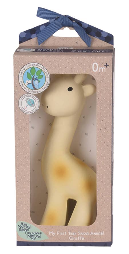 Giraffe Natural Organic Rubber Teether, Rattle &amp; Bath Toy