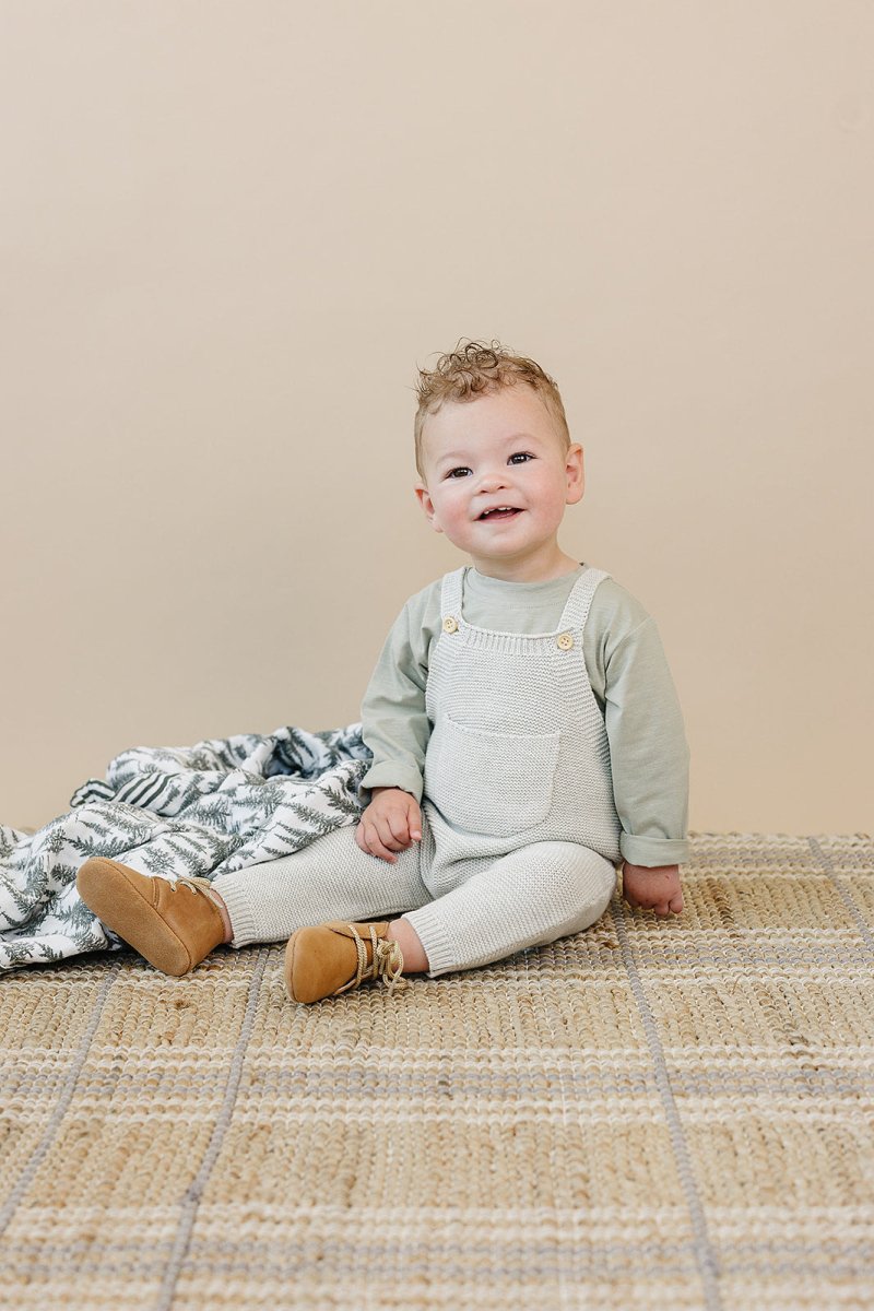 Gray Knit Overalls
