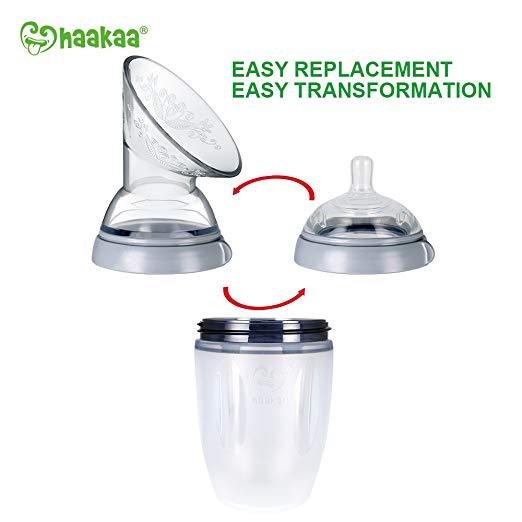 Haakaa Gen Silicone Breast Pump Flange and Bottle Set 160 ml/6