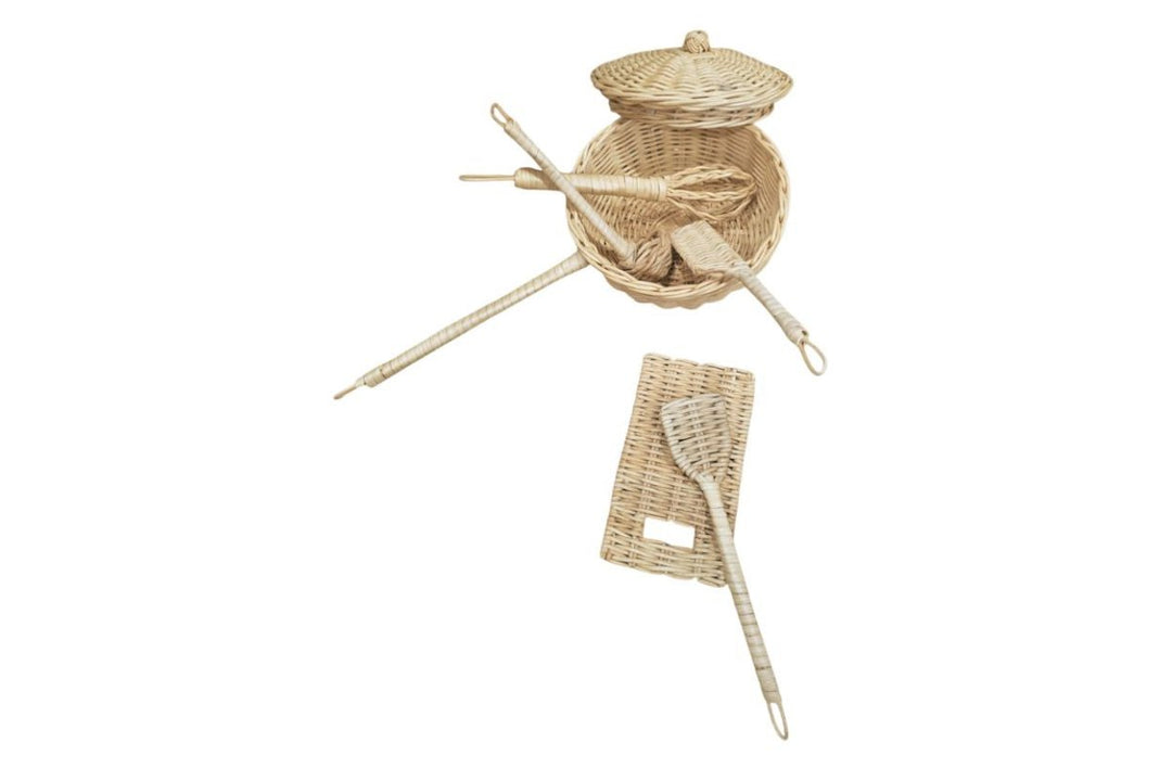 Handmade Rattan Play Kitchen Utensils