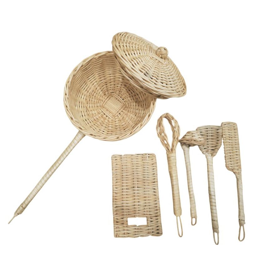 Handmade Rattan Play Kitchen Utensils