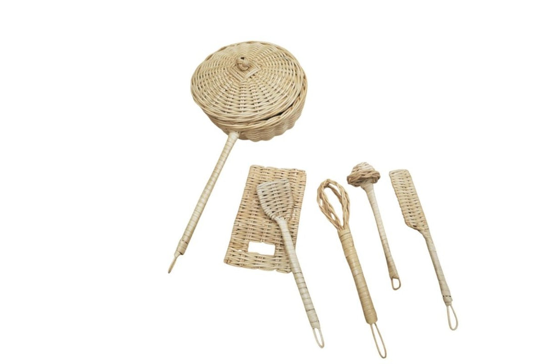 Handmade Rattan Play Kitchen Utensils