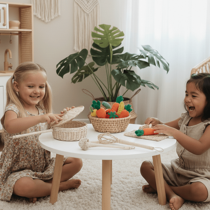Handmade Rattan Play Kitchen Utensils