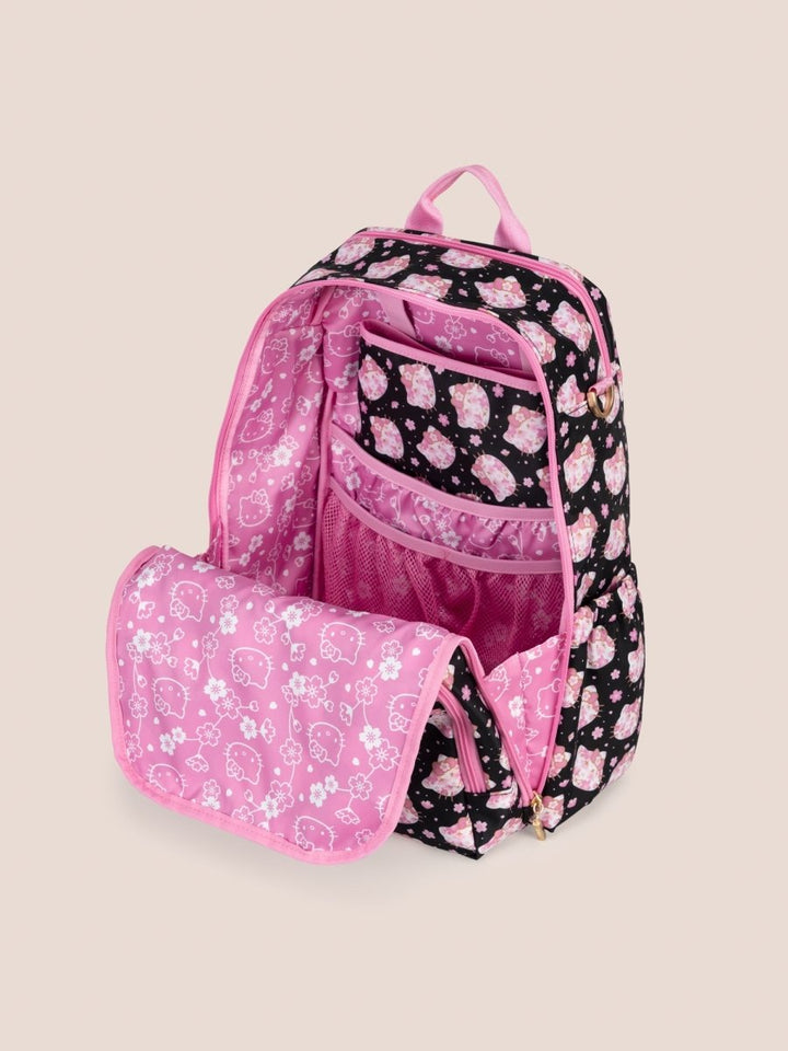 Hello Kitty® × JuJuBe Cherry Blossoms Zealous Backpack - Black and Pink