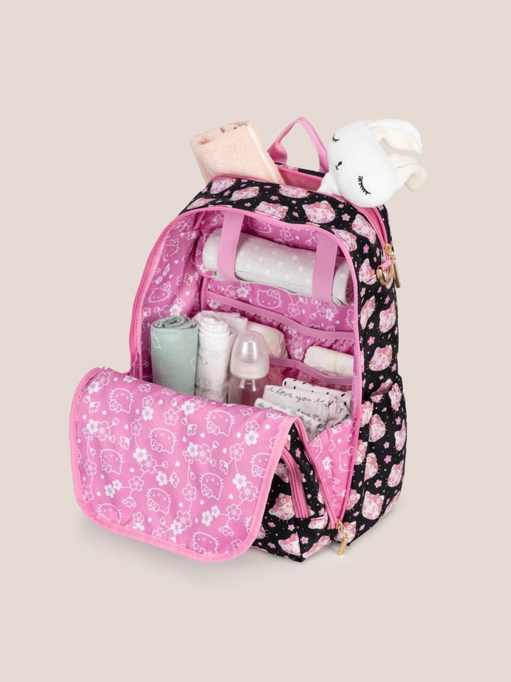 Hello Kitty® × JuJuBe Cherry Blossoms Zealous Backpack - Black and Pink