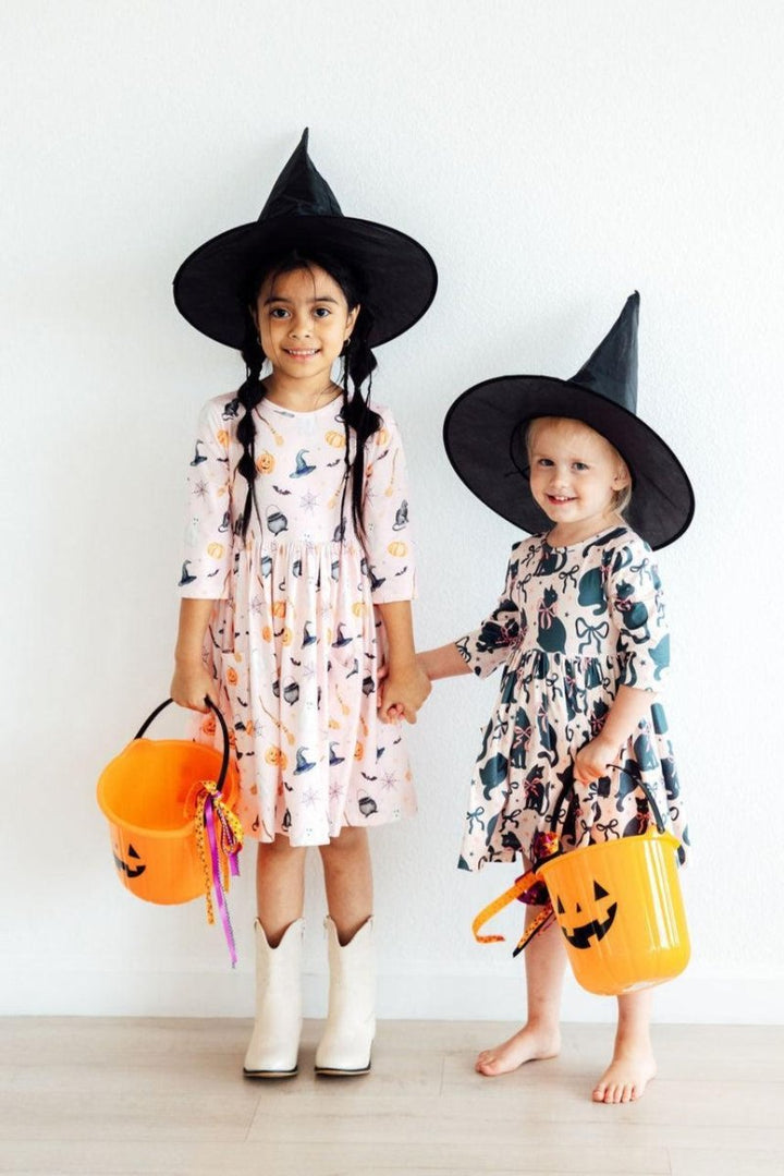 Hey Boo 3/4 Sleeve Pocket Twirl Dress