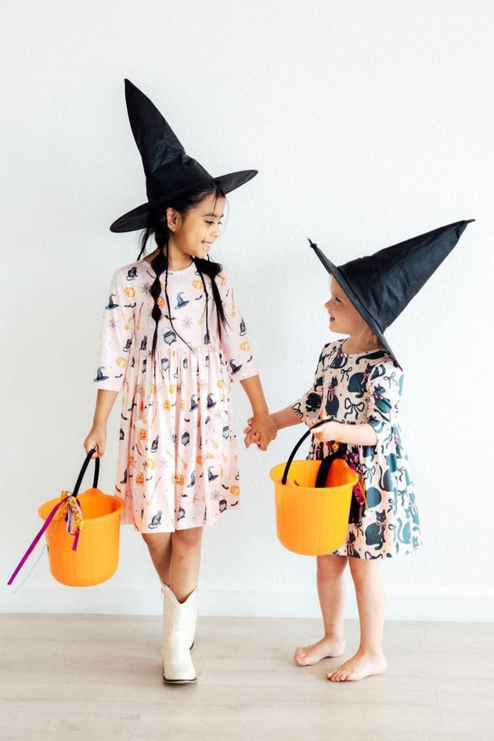 Hey Boo 3/4 Sleeve Pocket Twirl Dress