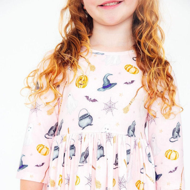 Hey Boo 3/4 Sleeve Pocket Twirl Dress