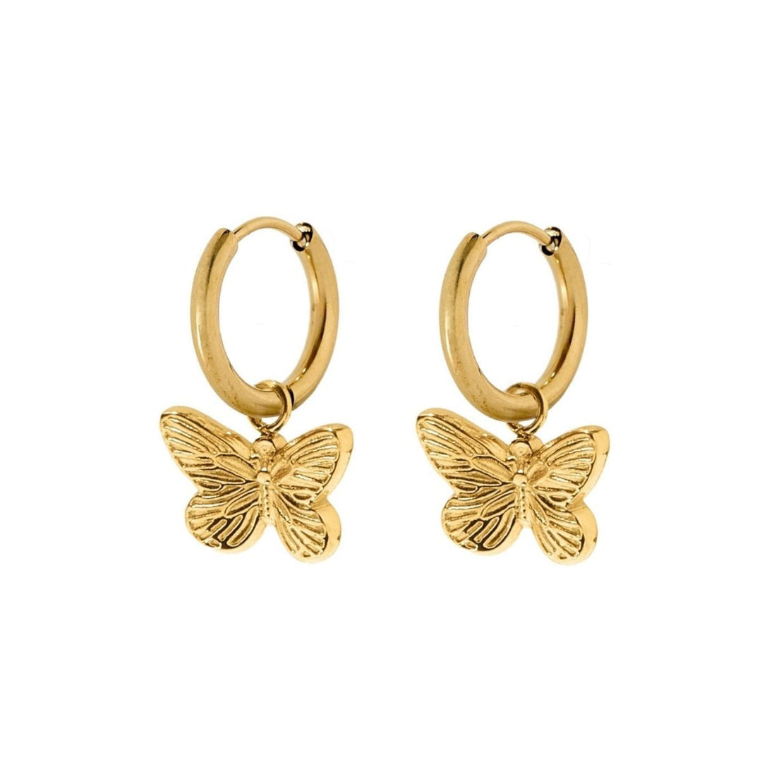 Pair of gold butterfly earrings 