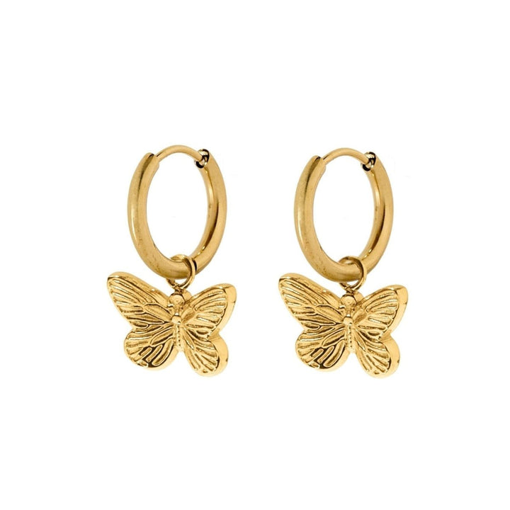 Pair of gold butterfly earrings 