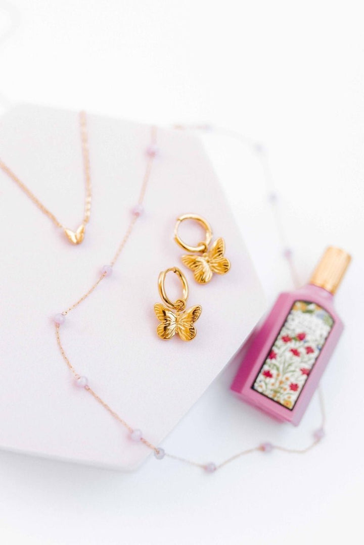Huggie Charm Earrings - Faye Butterfly Gold
