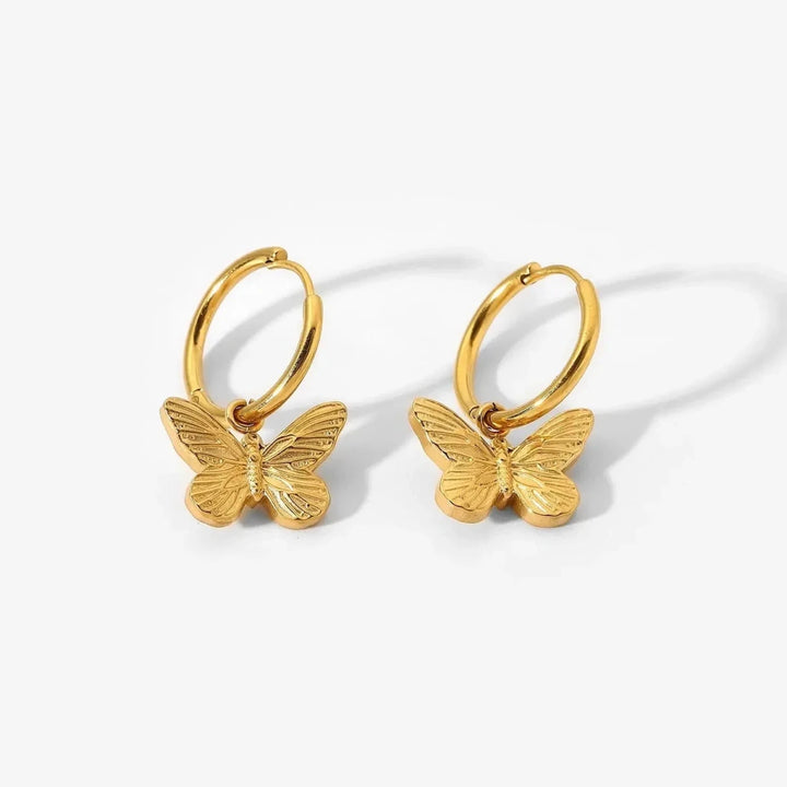 Huggie Charm Earrings - Faye Butterfly Gold